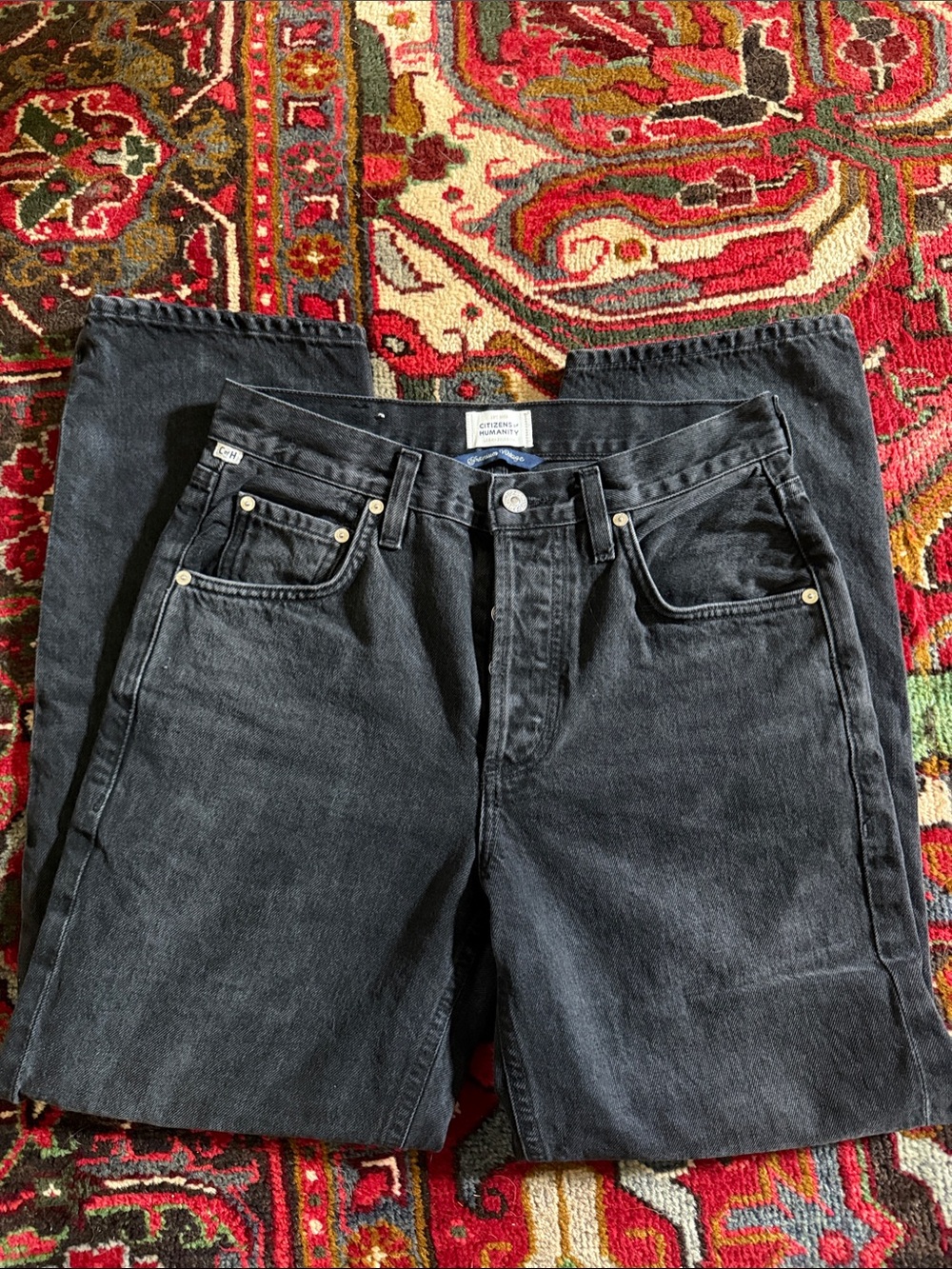 Citizens Of Humanity Black Relaxed Slight Barrel Jeans